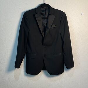 Men's Black Satin Lapel Tuxedo Jacket with Pocket Square